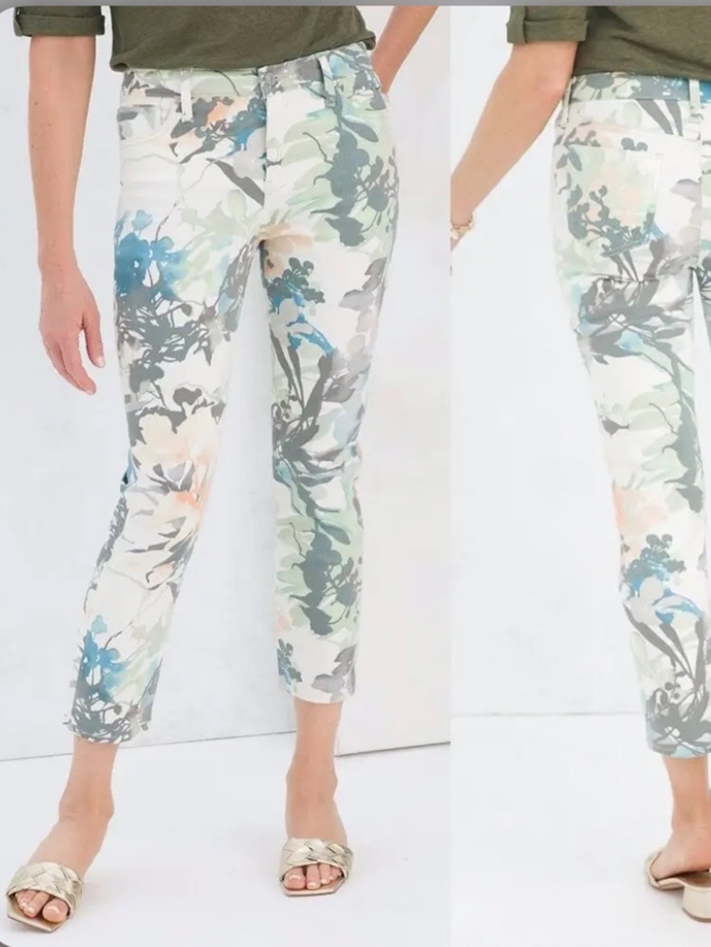 Chico’s Girlfriend So-Slimming Straight Leg Floral Ankle Pants, Size 1(8/10)